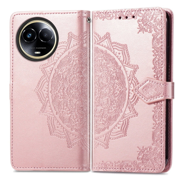 For Realme 11  5G Mandala Flower Embossed Leather Phone Case(Rose Gold)