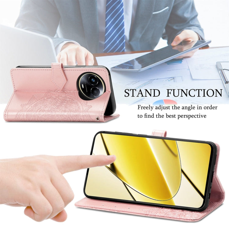 For Realme 11  5G Mandala Flower Embossed Leather Phone Case(Rose Gold)