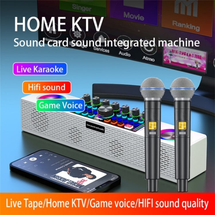 SY8 Live Sound Card All-in-one Machine Speaker Stereo Subwoofer With Mic(White)