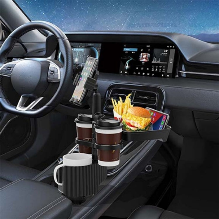 A06 Multifunctional Car Cup Mug Bottle Holder Mobile Phone Mount Stand Food Snack Tray Table(Grey)