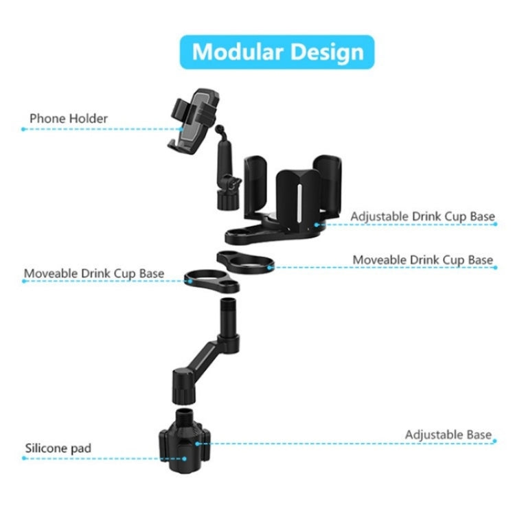 D04 Wth 2 Coffee Cup Car Cup Holder Adjustable Rotating Cell Phone Car Mount Holder(Green)
