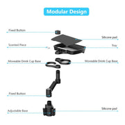 D05 Rotation Meal Tray Phone Stand Car Dining Table Plastic Car Cup Holder Mount Dual Drink Bracket