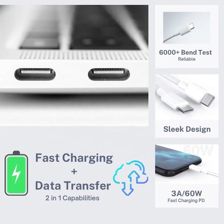 XJ-97 60W 3A USB-C / Type-C to Type-C Fast Charging Data Cable, Cable Length:0.3m