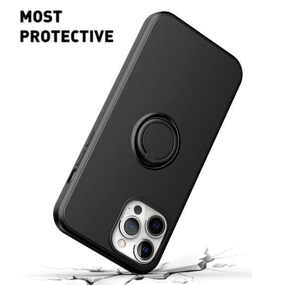 For iPhone 15 Pro Max Ring Kickstand Silicone Phone Case(Purple)