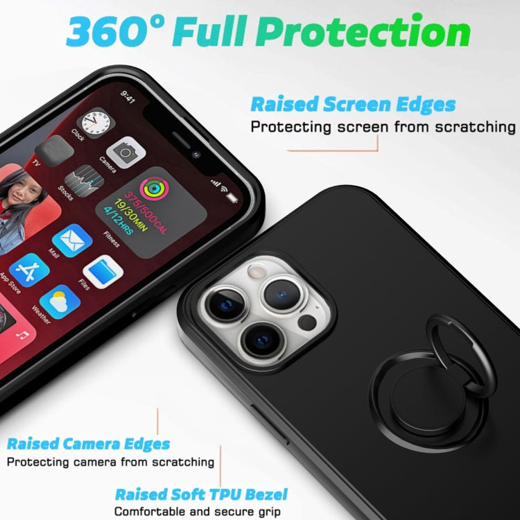 For iPhone 15 Pro Max Ring Kickstand Silicone Phone Case(Purple)