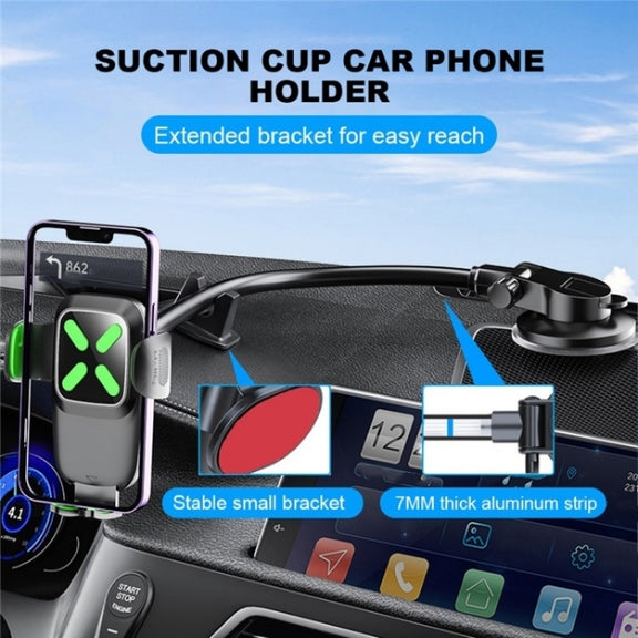 X034 Universal Truck Bus Dashboard Flexible Adjustable Windshield Suction Cup Car Phone Holder(Green)