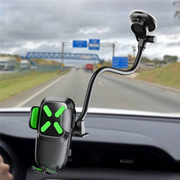 X034 Universal Truck Bus Dashboard Flexible Adjustable Windshield Suction Cup Car Phone Holder(Green)