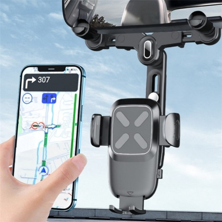 R010 Universal Vehicle Rearview Mirror Phone Holder Multifunctional Retractable Cell Phone Car Mount(Green)
