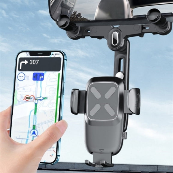 R010 Universal Vehicle Rearview Mirror Phone Holder Multifunctional Retractable Cell Phone Car Mount(Green)