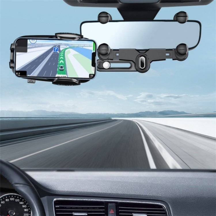 R010 Universal Vehicle Rearview Mirror Phone Holder Multifunctional Retractable Cell Phone Car Mount(Green)