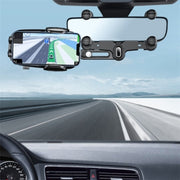 R010 Universal Vehicle Rearview Mirror Phone Holder Multifunctional Retractable Cell Phone Car Mount(Black)