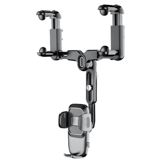 R009 Universal Vehicle Retractable Phone Clip Holder Car Rearview Mirror Cell Phone Mount(Black)