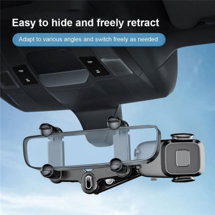R009 Universal Vehicle Retractable Phone Clip Holder Car Rearview Mirror Cell Phone Mount(Green)