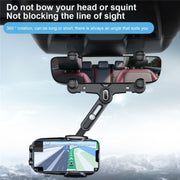 R009 Universal Vehicle Retractable Phone Clip Holder Car Rearview Mirror Cell Phone Mount(Black)