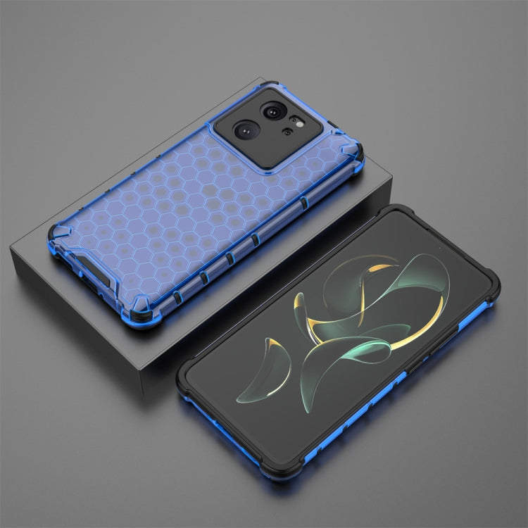 For Xiaomi 13T Pro Shockproof Honeycomb Phone Case(Blue)