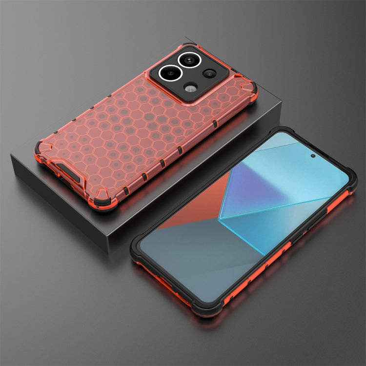 For Redmi Note 13 Pro 5G Shockproof Honeycomb Phone Case(Red)