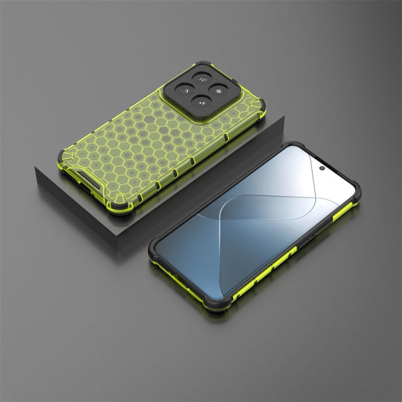 For Xiaomi 14 Pro Shockproof Honeycomb Phone Case(Green)