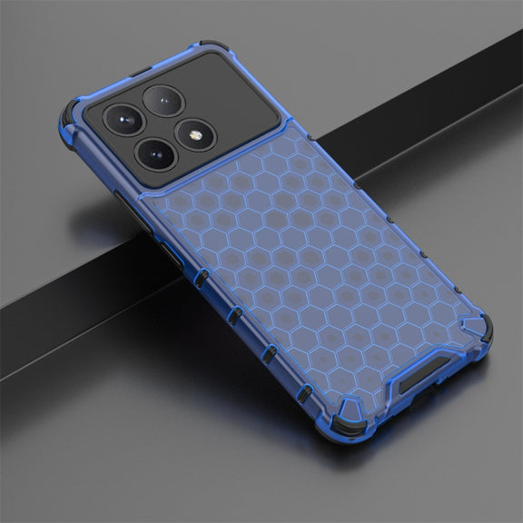 For Redmi K70 Pro Shockproof Honeycomb Phone Case(Blue)