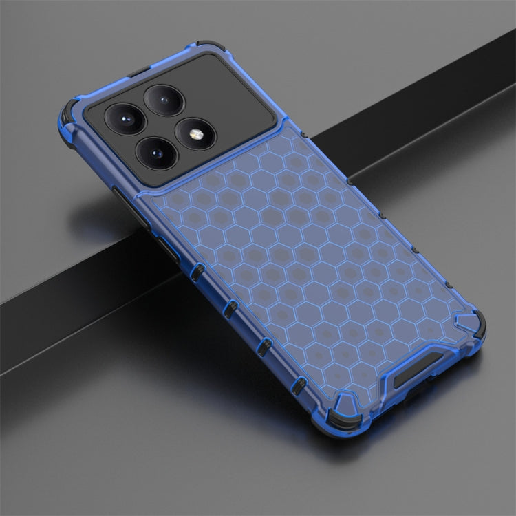 For Redmi K70E Shockproof Honeycomb Phone Case(Blue)