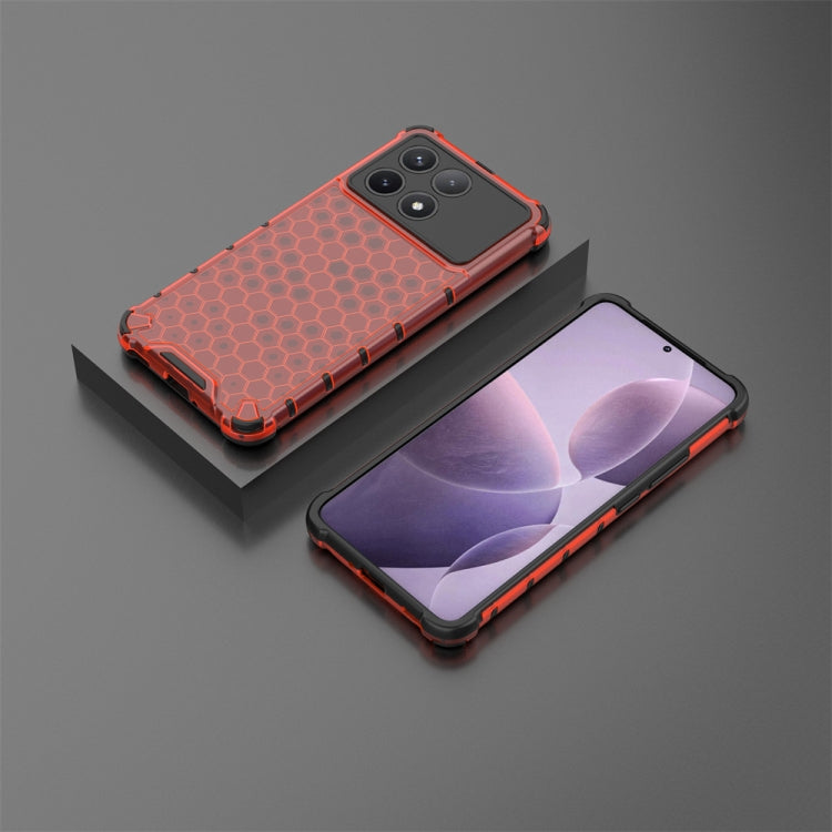 For Xiaomi Poco X6 Pro Shockproof Honeycomb Phone Case(Red)