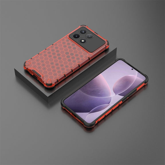 For Xiaomi Poco X6 Pro Shockproof Honeycomb Phone Case(Red)