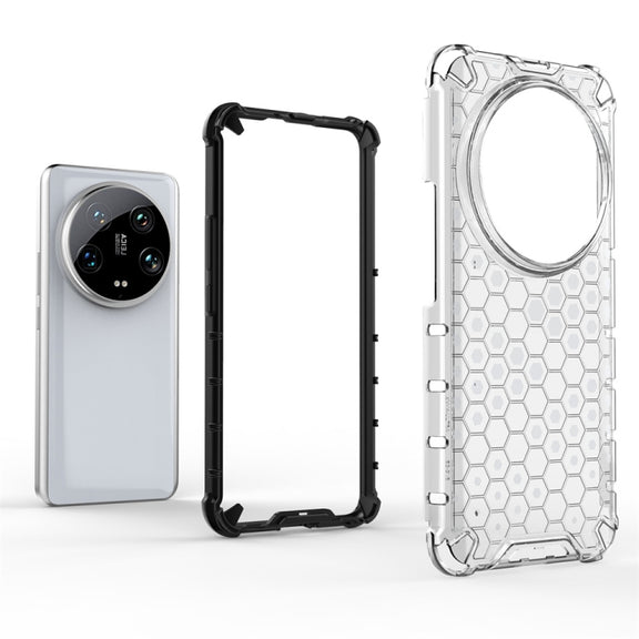 For Xiaomi 14 Ultra Shockproof Honeycomb Phone Case(White)