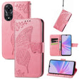 For OPPO A58 4G Butterfly Love Flower Embossed Leather Phone Case(Pink) - OPPO Cases by PMC TechLife | Online Shopping South Africa | PMC TechLife | Buy Now Pay Later Mobicred