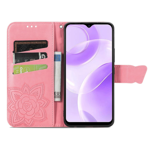For Ulefone Note 15 Butterfly Love Flower Embossed Leather Phone Case(Pink)