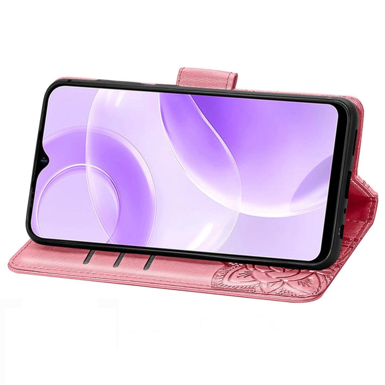 For Ulefone Note 15 Butterfly Love Flower Embossed Leather Phone Case(Pink)