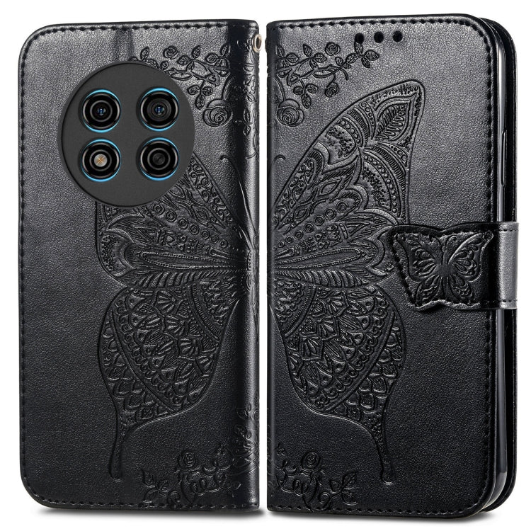 For Ulefone Note 15 Butterfly Love Flower Embossed Leather Phone Case(Black)
