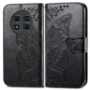 For Ulefone Note 15 Butterfly Love Flower Embossed Leather Phone Case(Black)