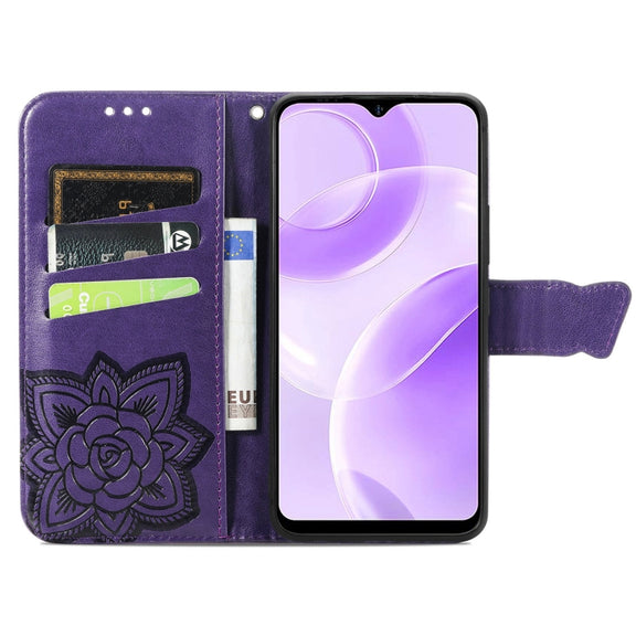 For Ulefone Note 15 Butterfly Love Flower Embossed Leather Phone Case(Purple)