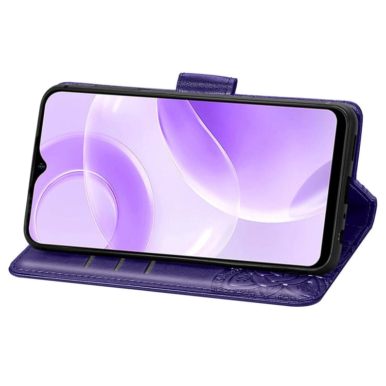For Ulefone Note 15 Butterfly Love Flower Embossed Leather Phone Case(Purple)