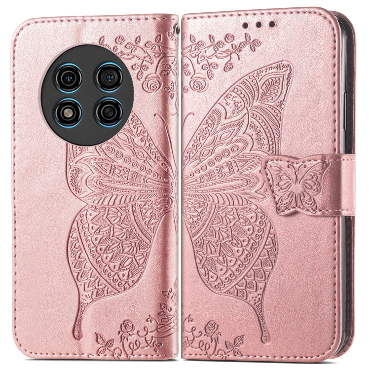 For Ulefone Note 15 Butterfly Love Flower Embossed Leather Phone Case(Rose Gold)