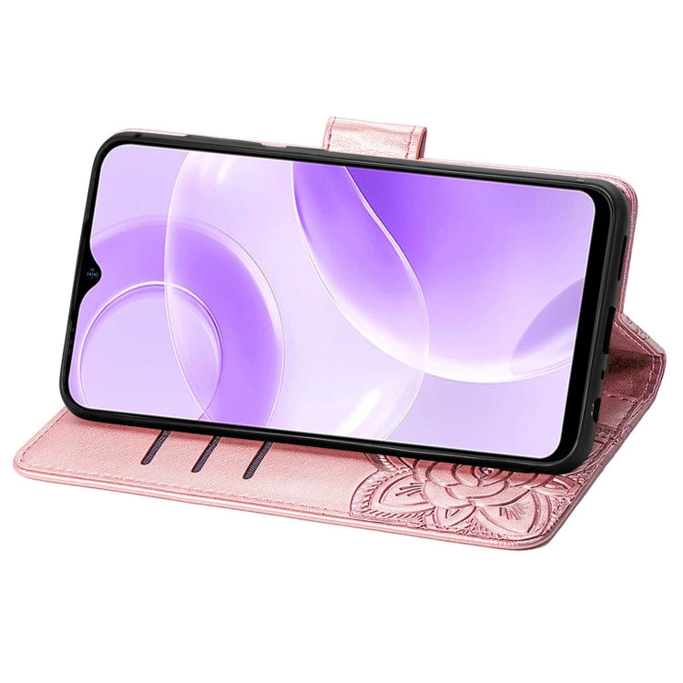 For Ulefone Note 15 Butterfly Love Flower Embossed Leather Phone Case(Rose Gold)