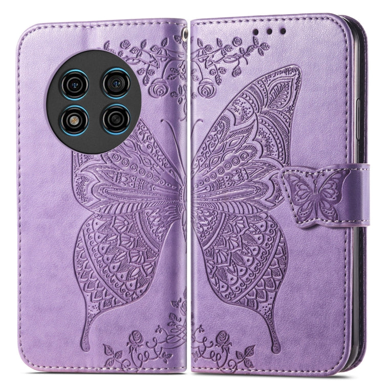 For Ulefone Note 15 Butterfly Love Flower Embossed Leather Phone Case(Lavender)
