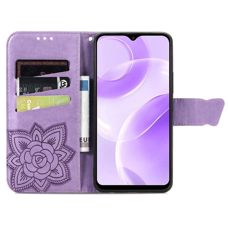 For Ulefone Note 15 Butterfly Love Flower Embossed Leather Phone Case(Lavender)