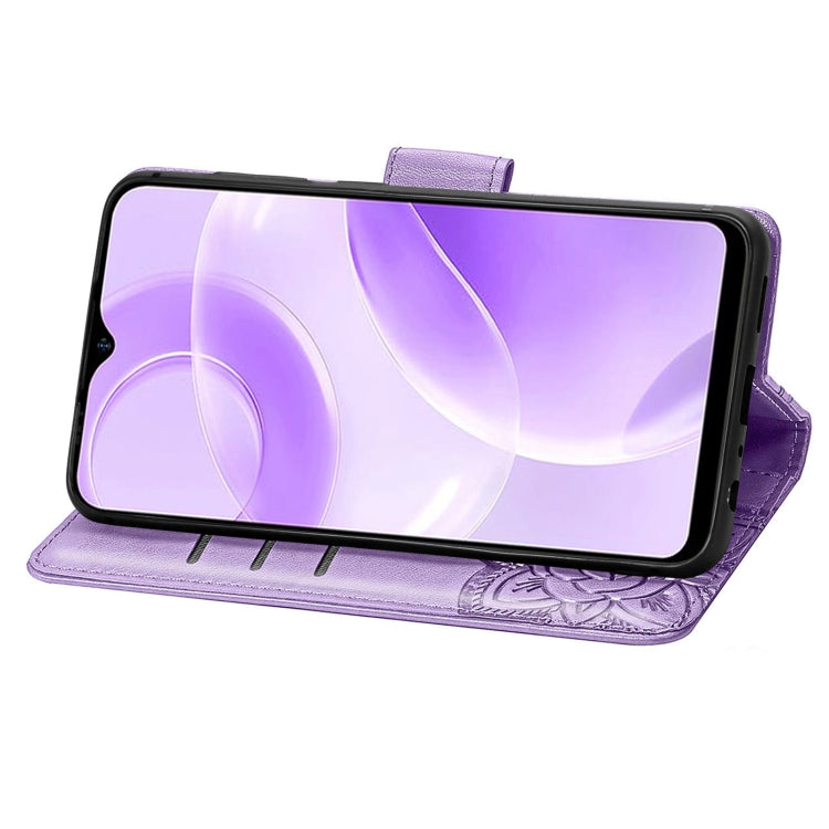 For Ulefone Note 15 Butterfly Love Flower Embossed Leather Phone Case(Lavender)