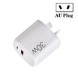 PD30W USB-C / Type-C + QC3.0 USB Dual Port Charger for iPhone 15 / iPad Series, AU Plug(White) - USB Charger by PMC Jewellery | Online Shopping South Africa | PMC Jewellery | Buy Now Pay Later Mobicred