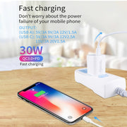 PD30W USB-C / Type-C + QC3.0 USB Dual Port Charger for iPhone 15 / iPad Series, AU Plug(White)