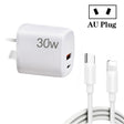 PD30W USB-C / Type-C + QC3.0 USB Charger with 1m Type-C to 8 Pin Data Cable, AU Plug(White) - USB Charger by PMC TechLife | Online Shopping South Africa | PMC TechLife | Buy Now Pay Later Mobicred