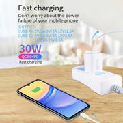 PD30W USB-C / Type-C + QC3.0 USB Charger with 1m USB to Type-C Data Cable, AU Plug(Black)
