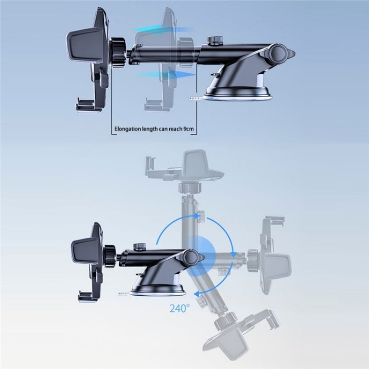 D39+105 With Air Vent Clip Suction Cup Base Telescopic Arm Automatic Clamp Car Phone Holder Bracket