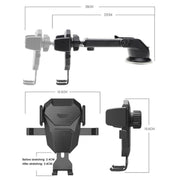 D25+105+K5 Auto Locking Car Phone Clip Telescopic Suction Cup Dashboard Phone Mount Holder(Black)