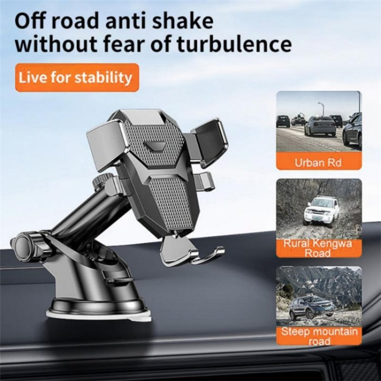 D25+105+K5 Auto Locking Car Phone Clip Telescopic Suction Cup Dashboard Phone Mount Holder(Black)