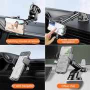 D25+105+K5 Auto Locking Car Phone Clip Telescopic Suction Cup Dashboard Phone Mount Holder(Black)