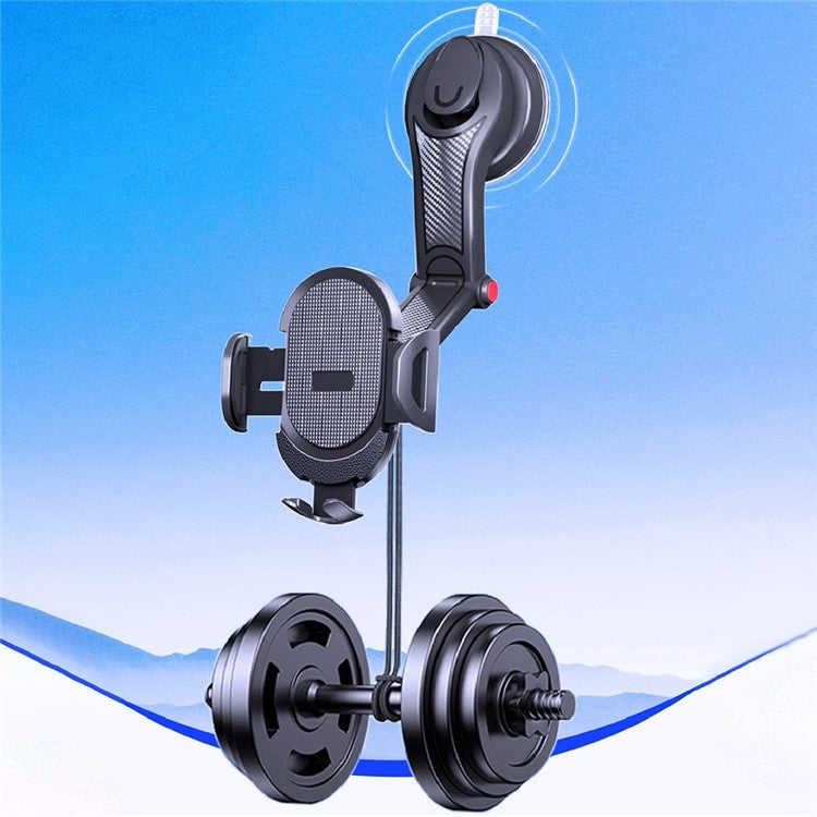 ES33 Car Mobile Phone Holder Bracket Carbon Fiber 360 Degree Rotation Suction Cup Mount(Black)