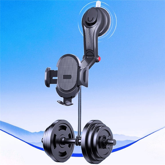 ES33 Car Mobile Phone Holder Bracket Carbon Fiber 360 Degree Rotation Suction Cup Mount(Red)