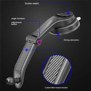 ES33 Car Mobile Phone Holder Bracket Carbon Fiber 360 Degree Rotation Suction Cup Mount(Black)
