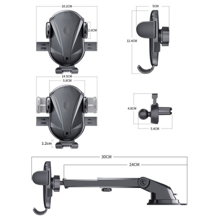 D-43+128+120 Multi-functional Car Air Vent Dashboard Telescopic Suction Cell Phone Mount